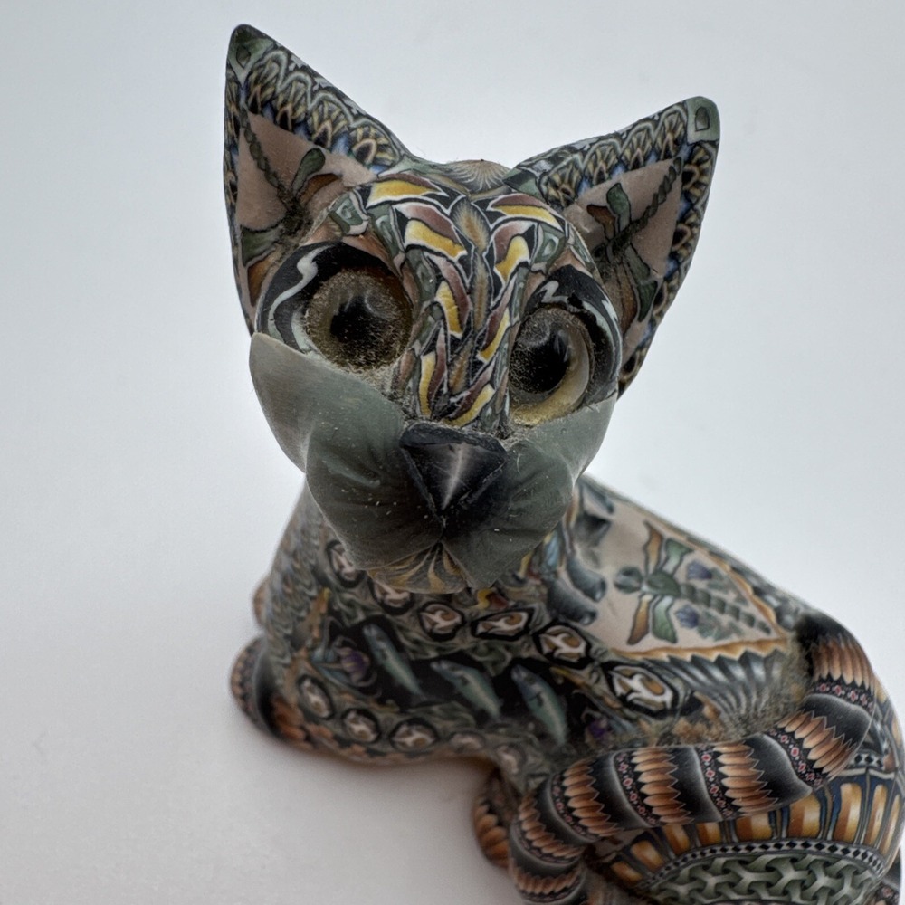 Jon Stuart Anderson Dragonfly Cat Polymer Clay Figurine Feline Sculpture Kitten‎
